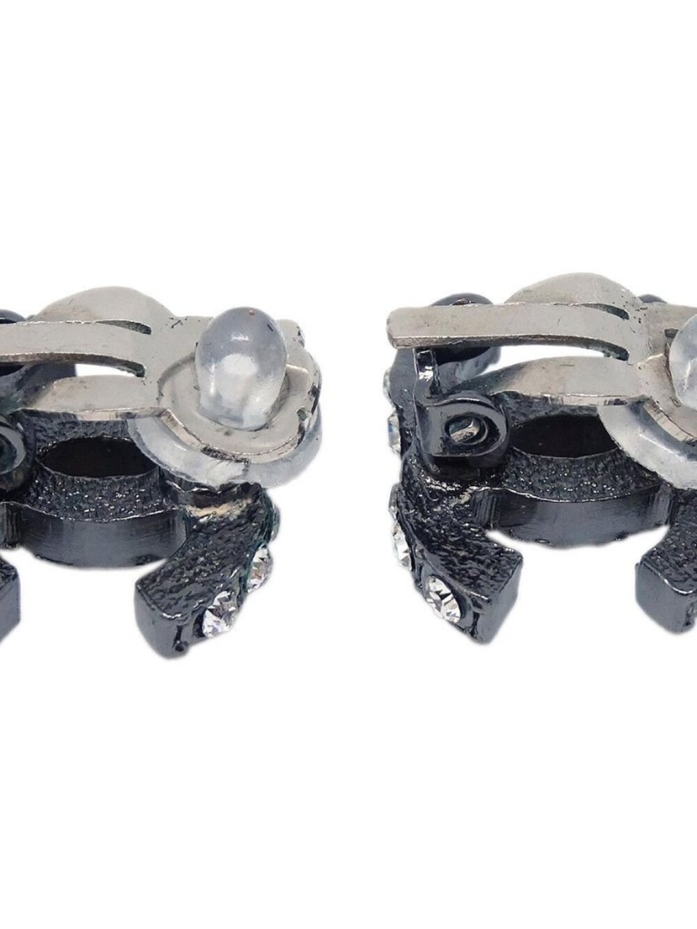 Chanel CC Silver Rhinestone Clip-On Earrings 03A 136262 - Picture 7 of 8